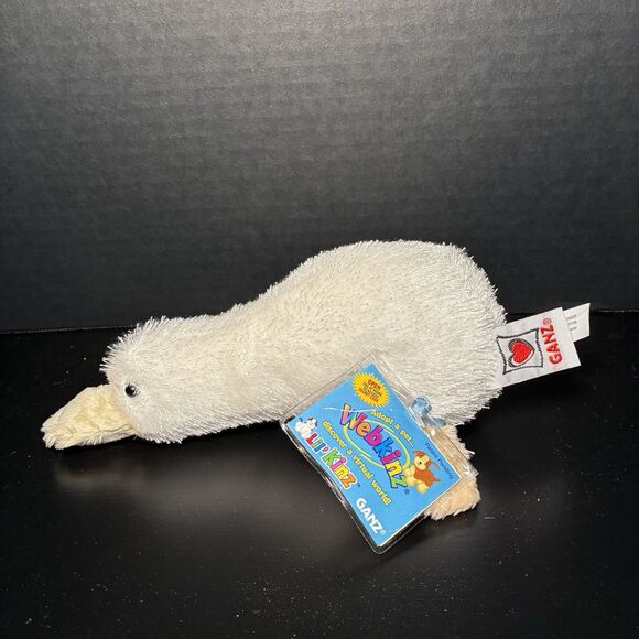Ganz Webkinz Lil Kinz White Googles With Sealed Code Plush Stuffed Toy Platypus - Picture 1 of 3